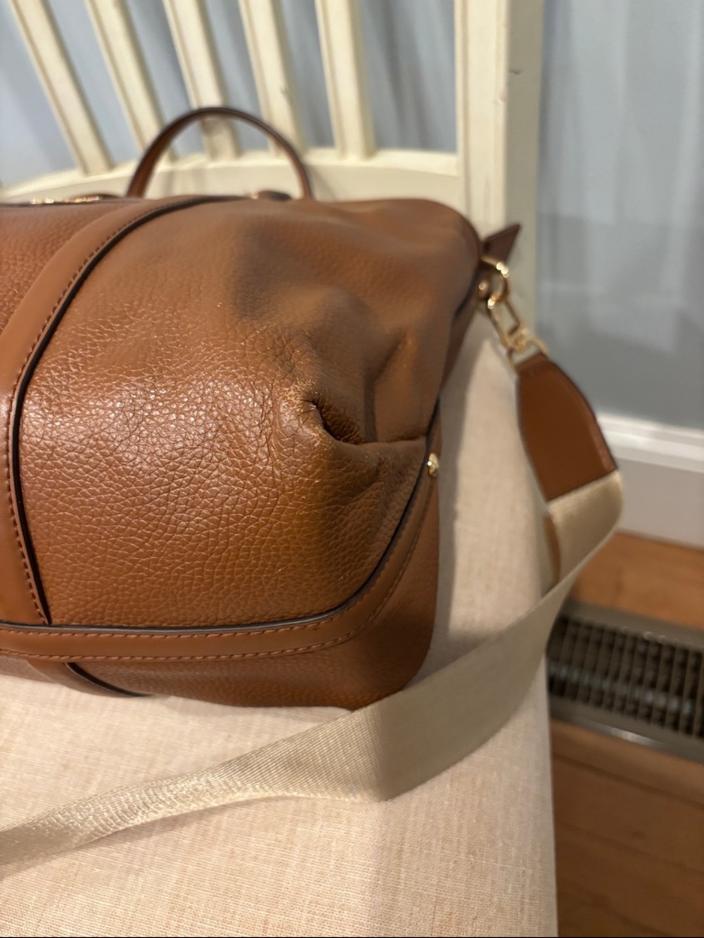 Michael Kors Beck Cognac Pebbled Leather Laptop convertible Tote - Picture 6 of 10